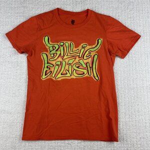 2019 Billie Eilish Graffiti Spell Out Graphic Orange Shirt XS Merch